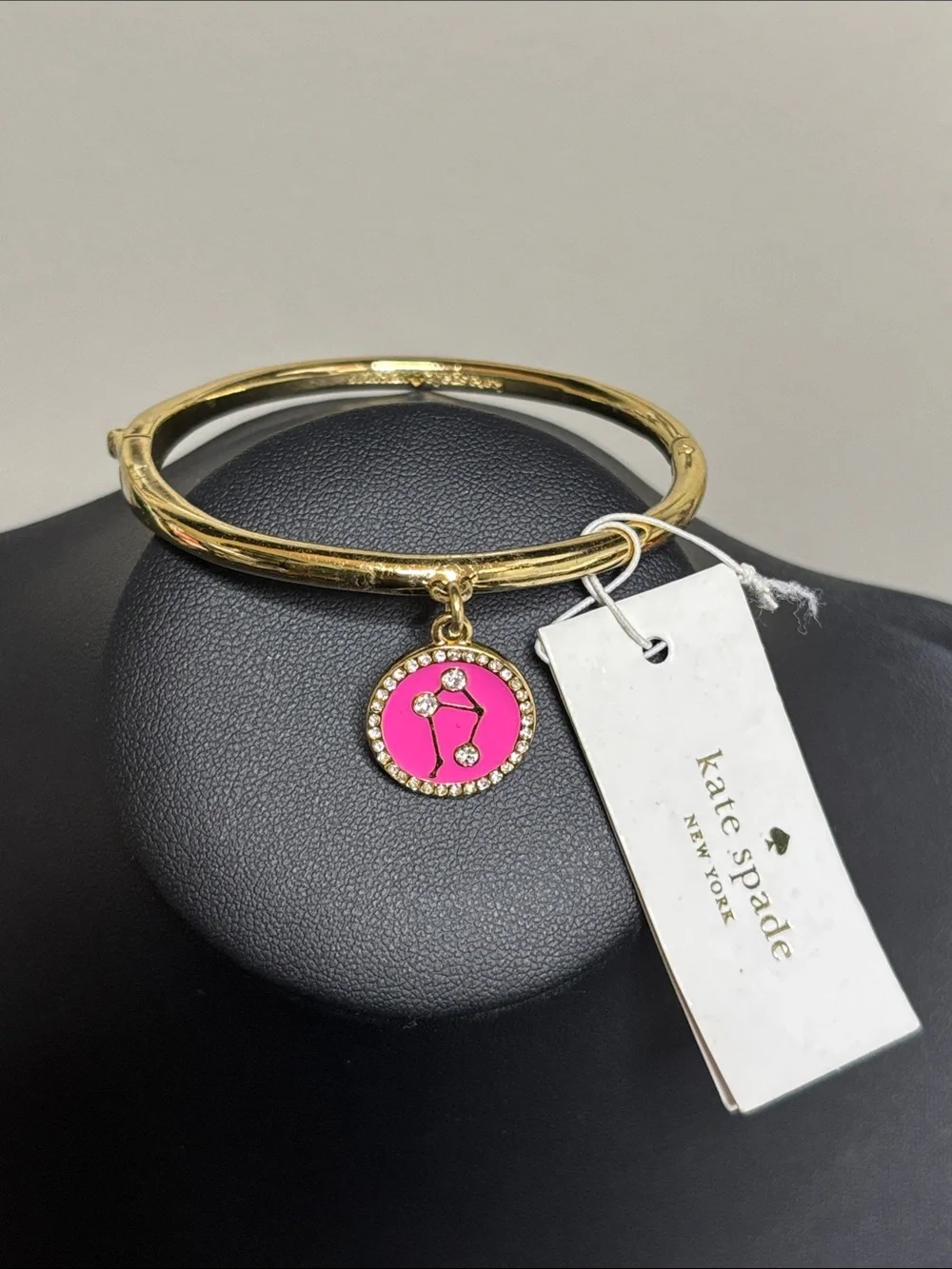 NWT Kate Spade Pink Libra Horoscope Sign Bangle Bracelet Hinged Birthday Gift - Picture 1 of 8